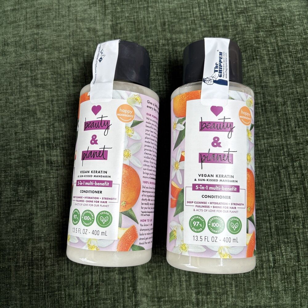 2 Pack Love Beauty & Planet Vegan Keratin Sun-Kissed Mandarin conditioner 13.5oz
